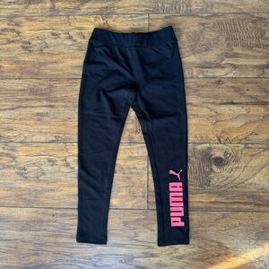 Puma GIRLS Black Leggings with Vibrant Pink Logo